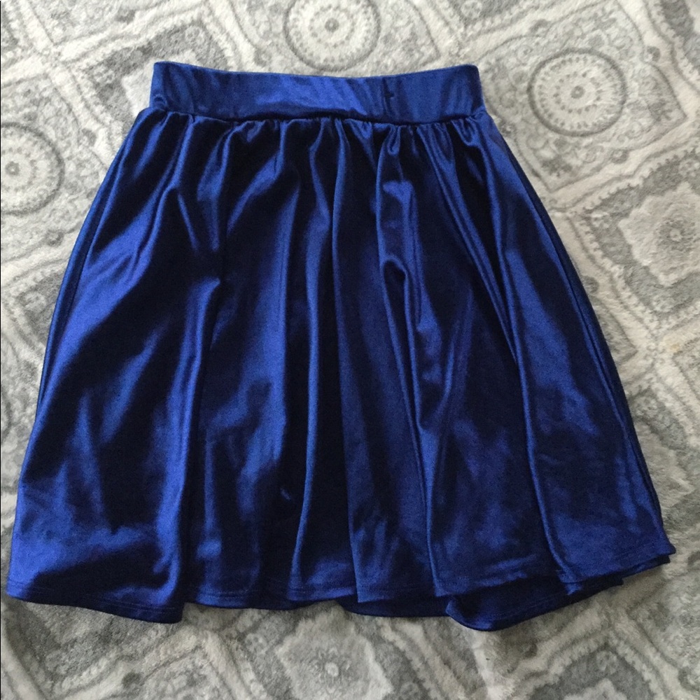 Blue metallic skater skirt